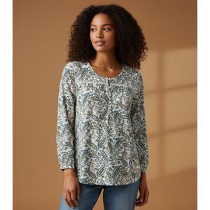 Talbots Paisley Print Cotton Peasant Blouse – Size Large